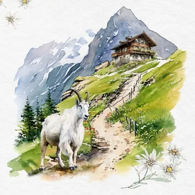 Produktbild von 20 Servietten Mountains are Calling - Geißbock im Gebirge 33x33cm