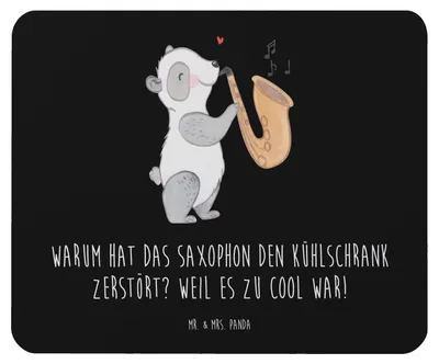 Produktbild von Mr. & Mrs. Panda Mouse Pad Saxophon Kühlschrank - Schwarz - Geschenk, Lernen, Mousepad, Musik, Musiker, Blues, Instrument, Humor, pc, mousematte, computer, Leidenschaft