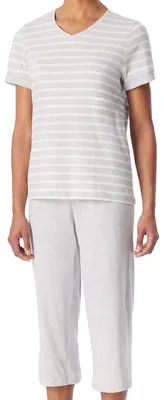 Produktbild von Schiesser Casual Essentials Schlafanzug Zeitloses Schlafanzug-Set aus T-Shirt und 3/4-Hose, Angenehme Passform, Aus 100% Baumwolle