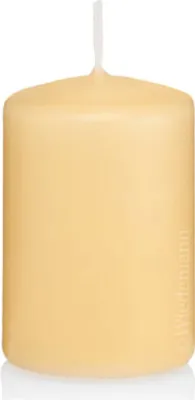 Produktbild von Stumpenkerzen mit Abbrandschutz Champagner (Kerzen in Cellophan gewickelt) 200 x 100 mm 6 Stück für den sicheren Abbrand von Kerzen auf Adventskränzen und Gestecken