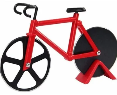 Pizzasnijder in Fahrradform, doppeltes Edelstahl-Schneidrad