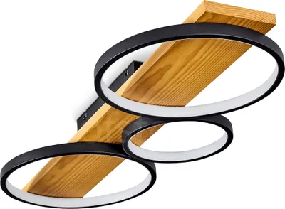 Produktbild von Caces »Caces« dimmbare Deckenlampe aus Metall/Holz in Schwarz/Natur/Weiß