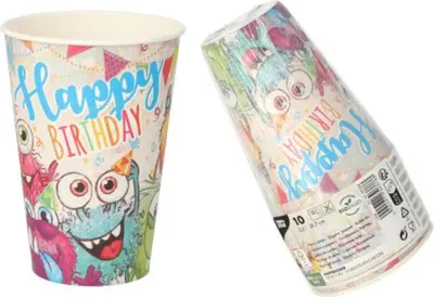 Zdjęcie produktu dla Papstar papierowy kubek do picia 200ml Funny Monsters 10 sztuk