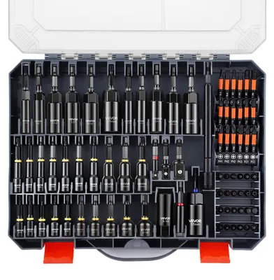 Produktbild von VEVOR Steckschlüsselsatz, 80-tlg., SAE- & Metrisch, Magnetische Steckschlüssel, mit Einsteller, Verlängerungen, Universalsteckschlüssel & Werkzeugkoffer, für Autoreparaturen, Heimwerkerarbeiten