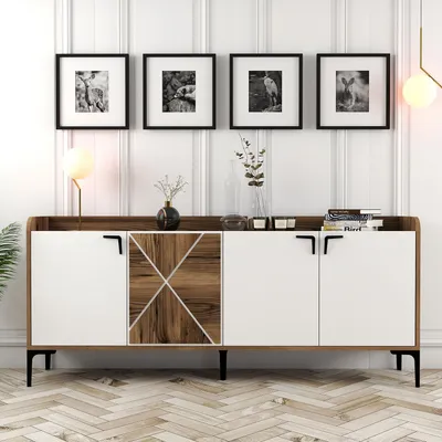 Produktbild von Skye Decor, Venedik- Venedik FRN, Nussbaumfarbe,,Weiß, Kommoden, 78x180x35 cm, 100% Melaminbeschichtete Partikelplatte