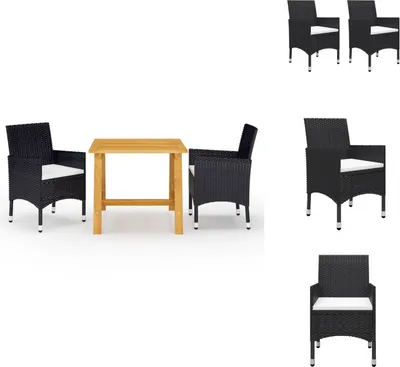 Produktbild von vidaXL 3-tlg. Garten-Essgruppe Schwarz -  Gartenmöbel-Sets