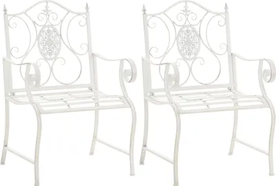 Produktbild von CLP 2er Set Gartenstühle Punjab mit Armlehnen antik weiß