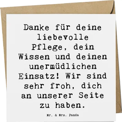 Produktbild von Mr. & Mrs. Panda Klappkarte Spruch Dankbare Pflegekraft - Weiß - Geschenk, Geschenkidee, anlasskarte, Dankeschön, Dankbarkeit, Bedanken, Aufmerksamkeit, doppelkarte