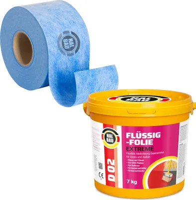 Produktbild von Dichtset Balkon Bad Abdichtung Flüssigfolie 7kg Dichtband Set Aussen Innen H305