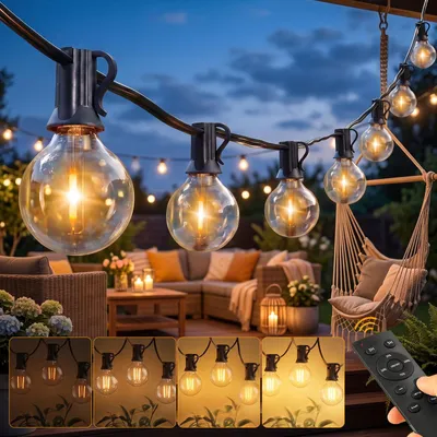Lichterkette 35 m G40 LED dimmbar IP44 mit Fernbedienung warmweiß