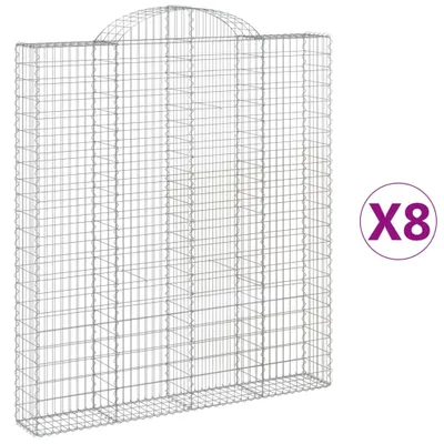 Produktbild von Gabionen mit Hochbogen 8 Stk. 200x30x220/240cm Verzinktes Eisen