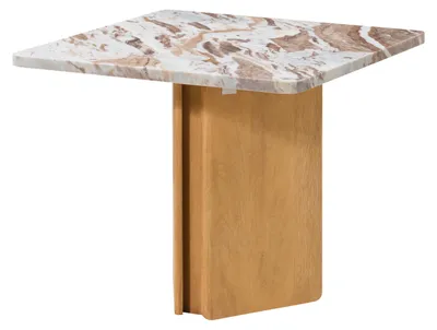 Produktbild von MASSIVMOEBEL24.DE Beistelltisch Mango 55x55x45 beige lackiert / Marmor beige LUGANO #104