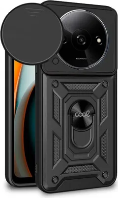 Obrázok produktu pre Čierne nárazuvzdorné silikónové puzdro s krúžkom pre Xiaomi Redmi A3
