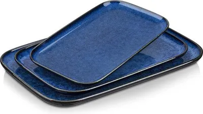 Immagine prodotto di Set di 3 piatti in Vetroceramica blu, lavabili in lavastoviglie e adatti al microonde