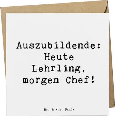 Produktbild von Mr. & Mrs. Panda Grußkarte Spruch Auszubildende Chef - Weiß - Geschenk, Beruf, Glückwunschkarte, kreative Geschenke, faltkarte, Lernen, Berufe, Berufsprodukte, Klappkarte