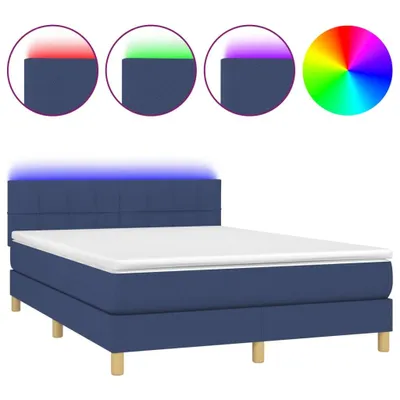 Produktbild von vidaXL Boxspringbett mit Matratze & LED Blau 140x190 cm Stoff