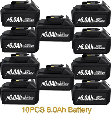 Produktbild von Werkzeugakku - Li‑Ion 18V - Set mit 10 - 6,0Ah - Kompatibel mit BL1830 - Ohne Ladegerät - Blau