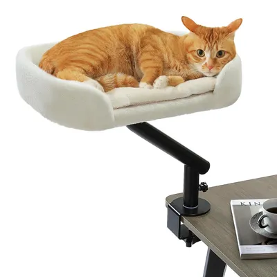 Productafbeelding van Kattenbed bureau - Verstelbaar - 360° draaibaar - Beige - Tot 22,5 kg