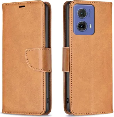 Produktbild von Mobigear Excellent  Motorola Moto G85 Hülle Klapphülle Geldbörse - Cognac
