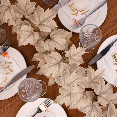 Produktbild von 2er-Pack Herbstdekoration, Herbstgirlande, Thanksgiving-Dekoration für den Innenbereich, Girlande mit Ahornblättern, insgesamt 16 Fuß, Herbst, Herbst, Halloween, Dezember oder Kaminsims für drinnen und draußen