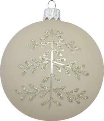 Produktbild von Glaskugel in mattem Beige mit einem Baum