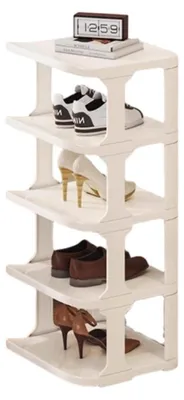 Immagine prodotto di Scaffale per scarpe, 5 ripiani, impilabile, salvaspazio, bianco