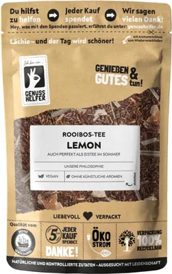 Produktbild von Rooibos-Tee Lemon, lose, leckerer Tee mit Zitronengeschmack, erfrischender Durstlöscher für Genießer, 3 x 100g