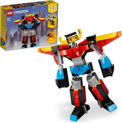 Produktbild von LEGO 31124 Creator 3-in-1 Super-Mech Roboter Kinderspielzeug, Drachenfigur, Flugzeug, kreatives Spielzeug für Kinder ab 6 Jahre