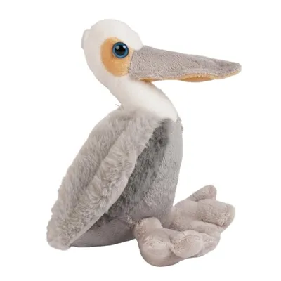 Produktbild von Kuscheltier Pelikan Stofftier 21cm Plüschvogel weich grau-weiß