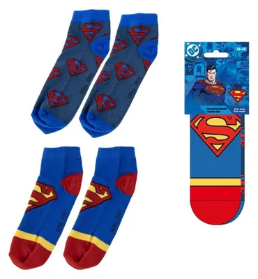 Imagen del producto de Calcetines tobilleros DC Comics, paquete de 2, Superman, talla 38-45