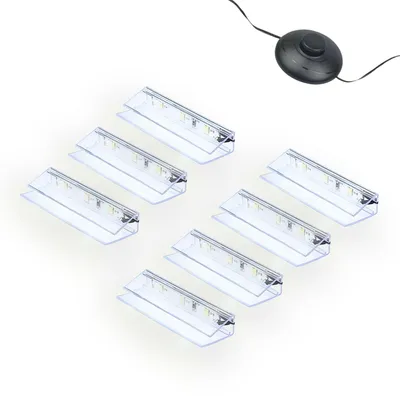 Produktbild von kalb | LED Glaskantenbeleuchtung Clip Set 3000K/5000K Transparent Plug & Play 7er Set kaltweiß