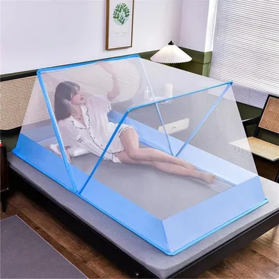 Image de Moustiquaire pliable - Tente de lit anti-moustiques - Protection contre les moustiques - Portable et pliable - 160 x 190 x 80 cm - Blanc