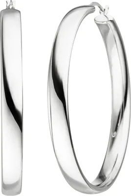 Produktbild von Ohrringe Creolen 50,4mm Ohrschmuck 925 Silber schlicht glänzend rhodiniert Damen