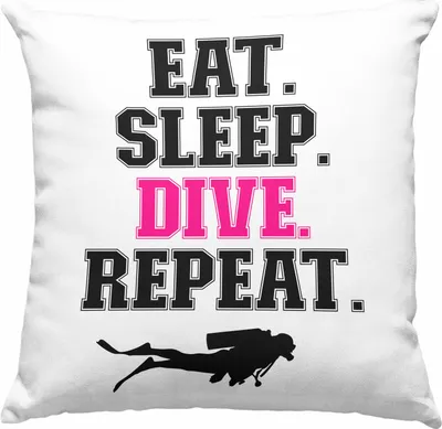 Produktbild von Trendation - Taucher Deko-Kissen mit Füllung 40x40 Geschenk  Deko-Kissen mit Füllung 40x40 Tauchen Geschenkidee Männer Eat Sleep Tauchen Grafik Tauchlehrer Tauchsportler Becher (Grün)