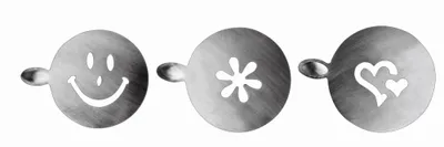 Produktbild von Ibili Accesorios Milchschaum Dekoration-Set für Milchschaum auf Kaffee, Cappuccino, 3-teilig (Gesicht, Herz, Blume)