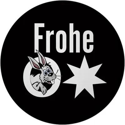Produktbild von Osterhase Magnet mit Flaschenöffner rund mit Spruch: Frohe Ostern