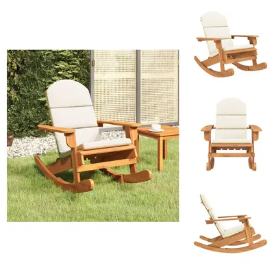 Image de vidaXL Fauteuil à bascule Adirondack avec coussin en bois massif d'acacia - chaises de jardin