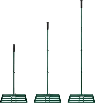 Produktbild von UISEBRT 50x25cm Rasen Rakel Rakel zum Sanden Abziehen Rasen Nivellierrechen Rasenwerkzeug ergonomischem Griff für Golfplatz Garten, Grün