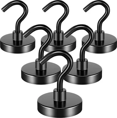 Produktbild von Famanu Magnetische Haken 6er Set, 22,7 kg Tragkraft - Schwarz