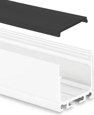 Produktbild von GX-PN6n LED AUFBAU-Profil 200 cm, hoch, LED Stripes max. 24 mm, weiß RAL 9010 2m Abdeckung schwarz