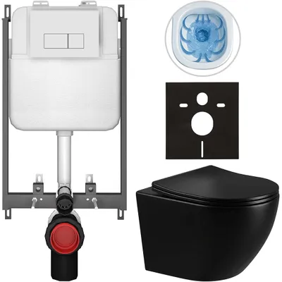 Immagine prodotto di CERANO - Set WC da incasso Verde - nero lucido - pulsante Prime/Modulo, bianco - da incasso - 49x36 cm