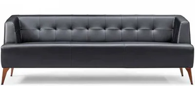 Produktbild von Stilvoller Schwarzer Dreisitzer Modernes Ledersofa Wohnzimmer Schlafsofa