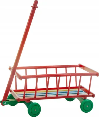 Produktbild von Bunte Holz-Handwagen mit drehbaren Rädern, Spielzeug für Kinder