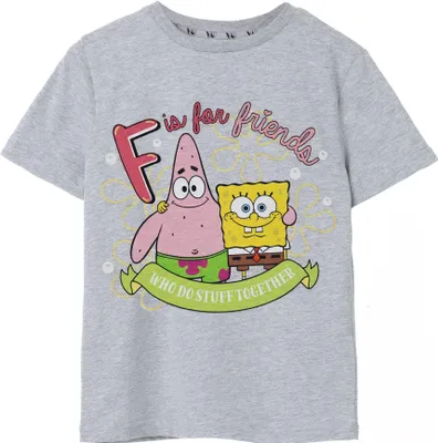 Obrázok produktu pre SpongeBob SquarePants - "F Is For Friends" tričko pre dievčatá NS7719 (140) (sivé škvrnité)
