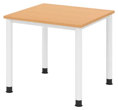 Zdjęcie produktu dla Biurko bümö z serii H – wykończenie: buk, wymiary: 80 x 80 cm, stelaż: biały