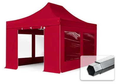 Produktbild von TOOLPORT 3x4,5m Aluminium Faltpavillon, inkl. 4 Seitenteile, rot