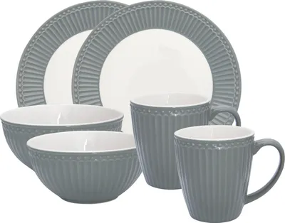 Produktbild von Greengate Alice Frühstücksset stone grey 6tlg