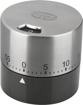 A close-up studio shot of a mechanical kitchen timer.