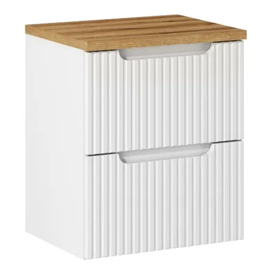 Produktbild von Waschtischunterschrank 50cm, weiß und Eiche, NEWPORT-56-WHITE