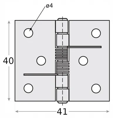 Zdjęcie produktu dla Zawias drzwiowy 40 x 41 mm, pleciony, ze sprężyną, cynkowany, czarny
